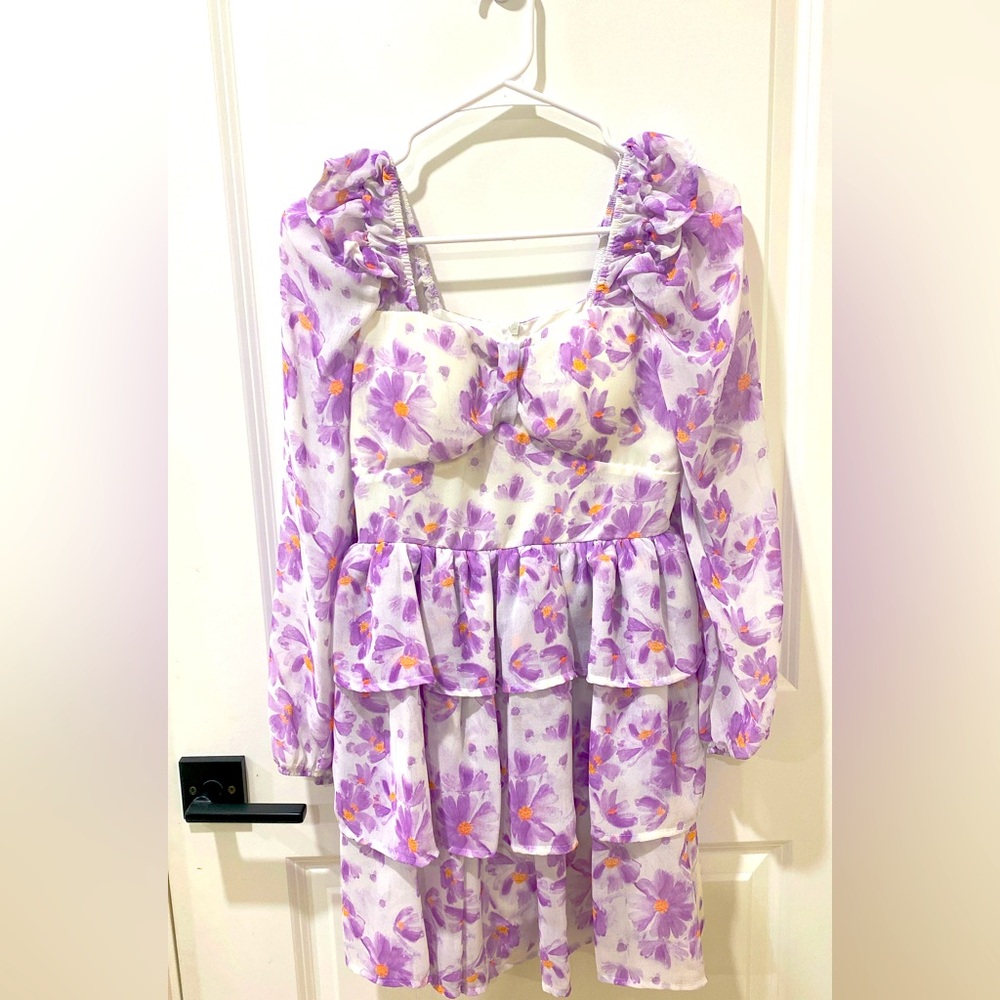 Women Long Sleeves Floral Dreamy Feminine Dress